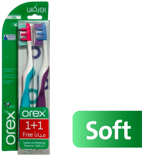 Orex Toothbrush Spiral Filaments Soft 1+1 Green+Purple