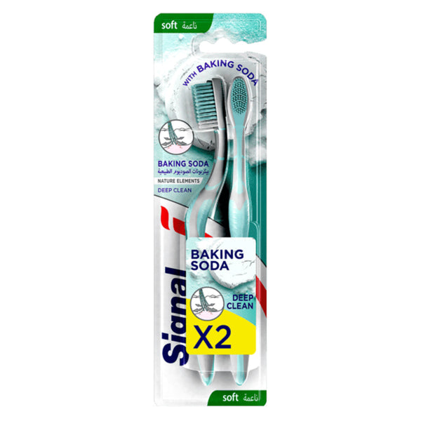 Signal Baking Soda Toothbrushes Soft Bristles Deep Clean Pack of 2