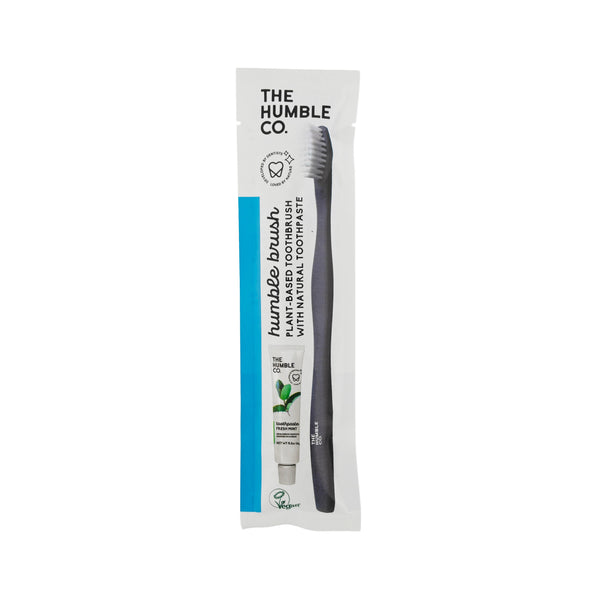 Humble Bamboo Soft Toothbrush and Toothpaste Set, Medium, White