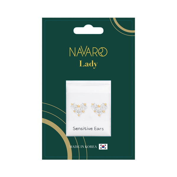 Navaro Round Zircon Earrings Rhodium-Coated Coffee Lover