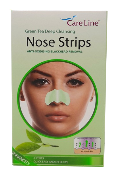 CARELINE Green Tea Nose Strips for Pore Cleansing, 6 Pieces