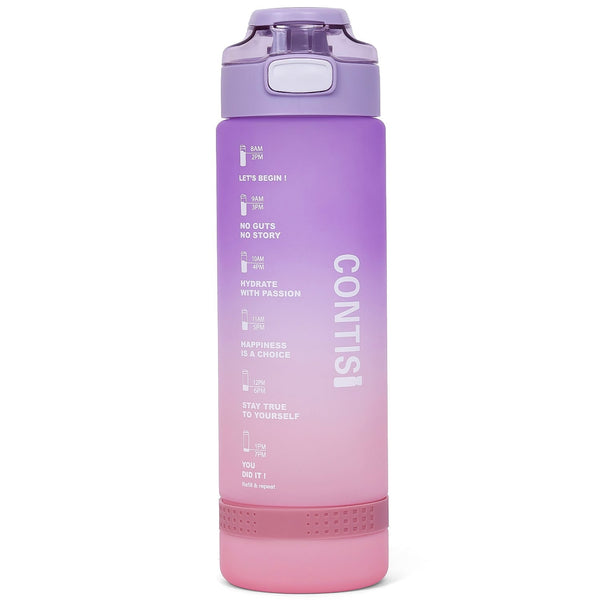 Eazy Kids Water Bottle Plastic One-Touch Leakproof Lid Purple 1000ml