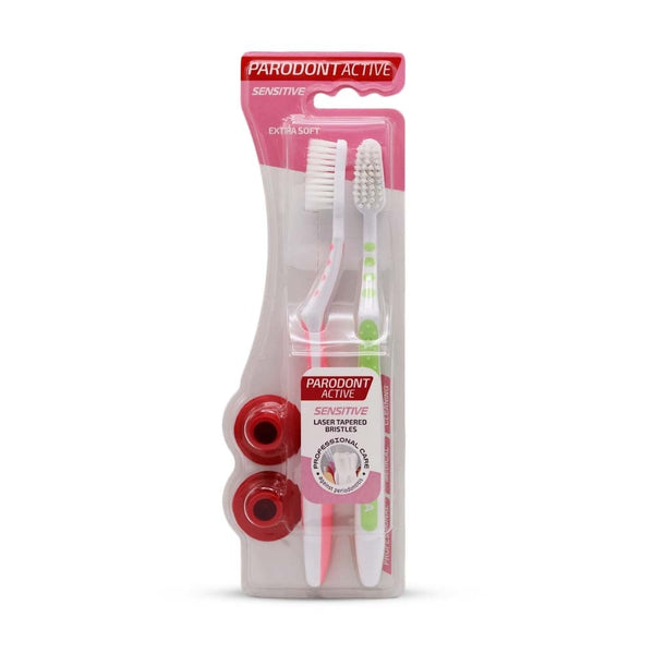 Parodont Active Sensitive Extra Soft Toothbrush, Flexible Neck, Multiple Colors, 2 Pieces