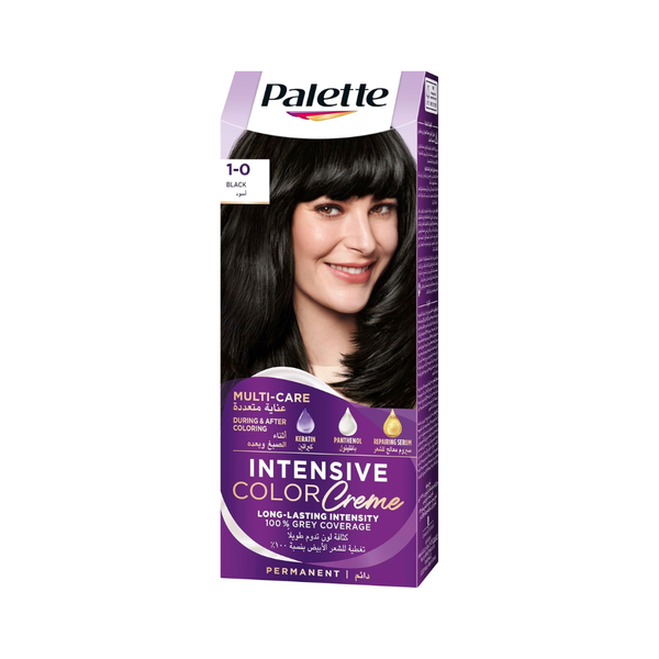 Palette Permanent Hair Color Cream, Deep Black Shade, Gray Coverage