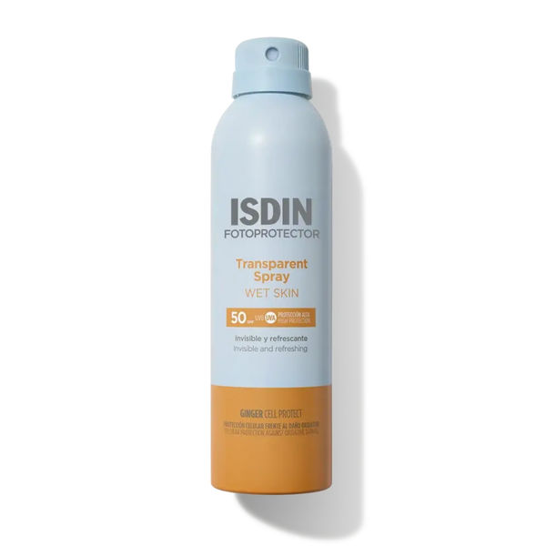 ISDIN Fotoprotector Transparent Spray Wet Skin Body Sunscreen SPF 50, 250 ml