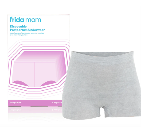 Frida Mom Boyshort Disposable Postpartum Underwear, High-Waisted Microfiber and Spandex, 8-Pack