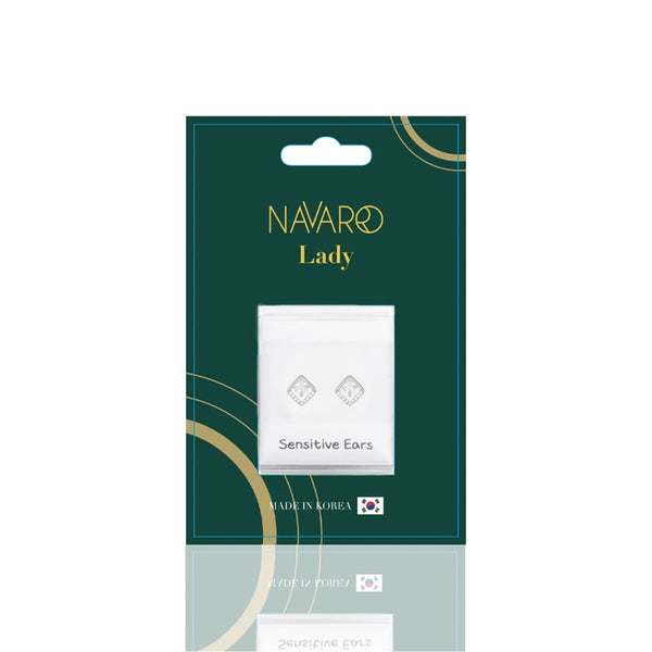 Navaro NEL-S05 Round Zircon Earrings Rhodium-Coated Lightweight Pair