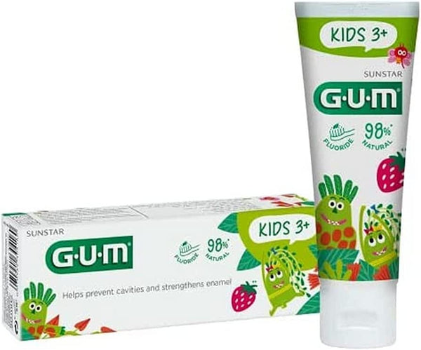 GUM Kids 3+ Fluoride Toothpaste Gel Strawberry 50ml for Milk Teeth