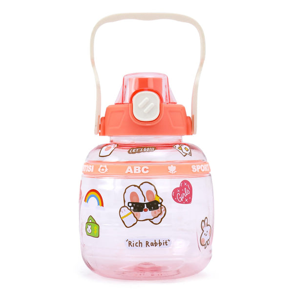 SAMBOX Eazy Kids Water Bottle, Leakproof Plastic, One-Touch Lid, Orange, 800ml