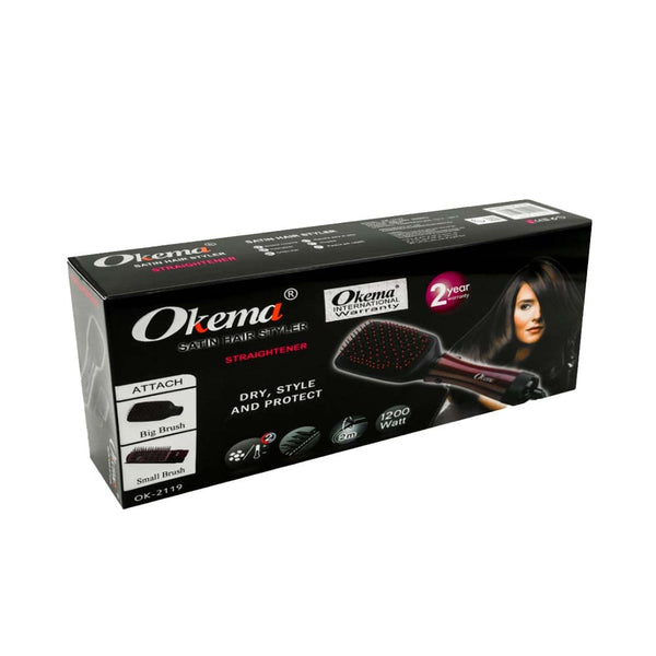 Okema Hair Dryer Styling Brush, Hot and Cool Air, 2 Silicone Brush Attachments, 220-240V, 1200W