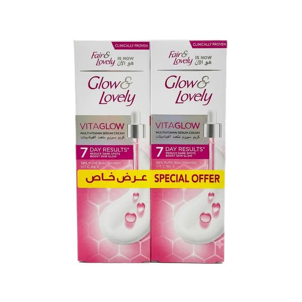 Glow & Lovely Multivitamin Cream Serum, Niacinamide and Vitamins, 1+1 100g
