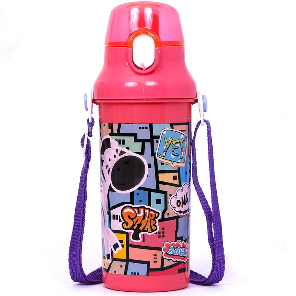 SAMBOX Eazy Kids Water Bottle One Touch Lid Pink 600ml