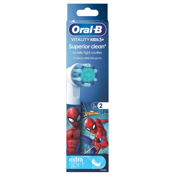 Oral-B Kids Vitality Superior Clean Electric Toothbrush Head, Extra Soft, Spiderman, 3+ Years, 1 Count