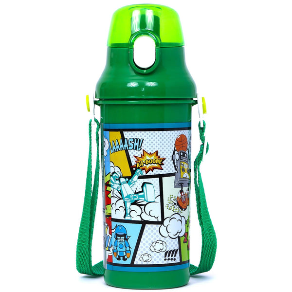 Eazy Kids Water Bottle Plastic One-Touch Leakproof Lid Green 600ml