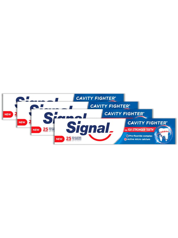 Signal Cavity Fighter Toothpaste, Glowing White Formula, Dental Floss and Mouthwash Inspired