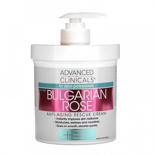 Advanced Clinicals Rose Cream Moisturizer, Rose Extract & Vitamin E, 454 g