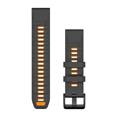 Garmin QuickFit Graphite Spark Orange Silicone Watch Band 22mm