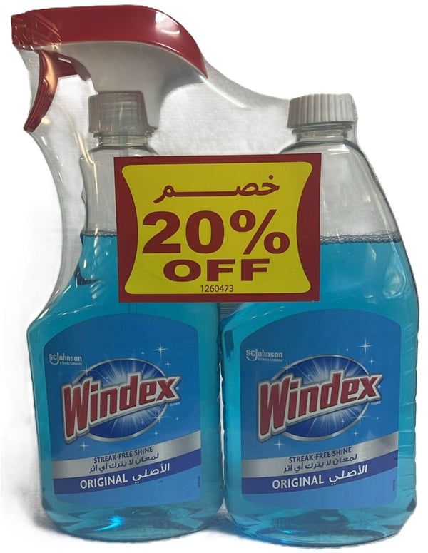 Windex Original Glass Cleaner Trigger Spray and Refill Special Pack 750ml