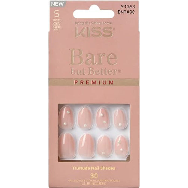 KISS Nails BNP03 Bare But Better Medium Coffin Nude Nude Artificial Nail Kit, 28 Pieces