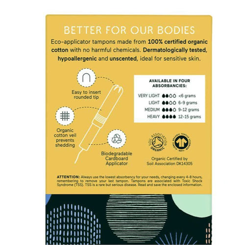 &SISTERS Eco-Applicator Tampons Light Absorbency 16 Pack - Organic Cotton, Bleach-Free