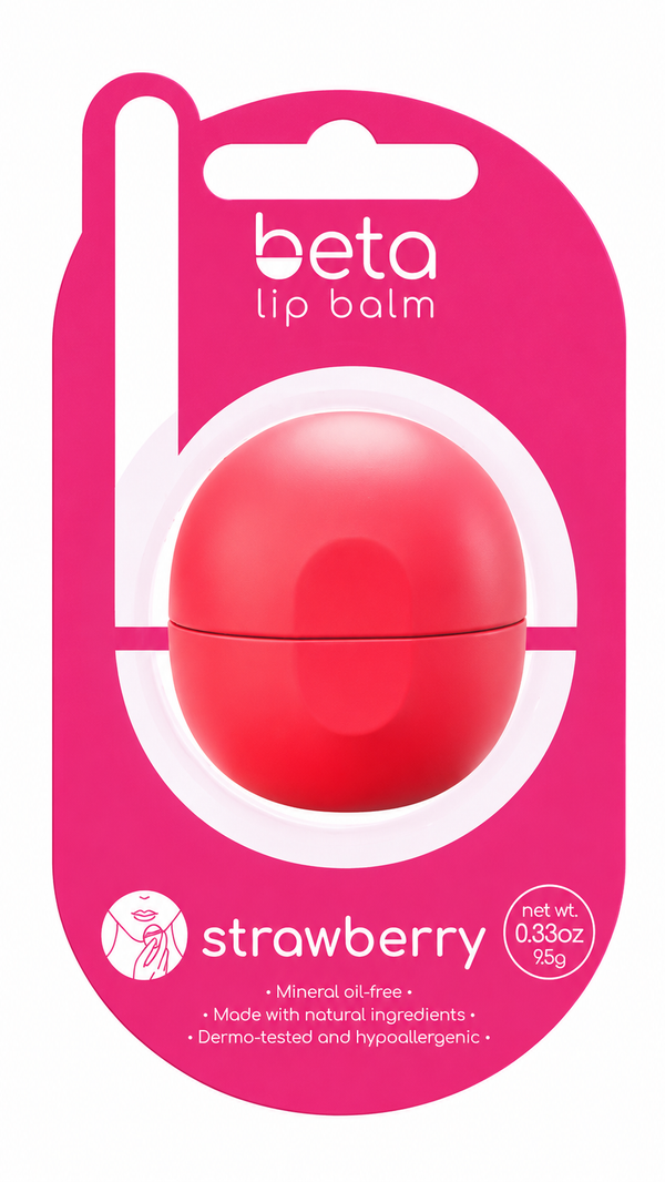 Beta Lip Balm Strawberry Flavor Color-Free Moisturizing