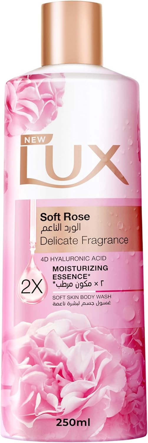 LUX Soft Rose Shower Gel Liquid Body Wash with Hyaluronic Acid 250 ml