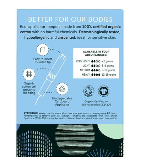 &Sisters Organic Heavy Tampons Bleach-Free Cotton Eco Applicator 14 Pack