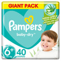 Pampers Baby-Dry Taped Diapers Aloe Vera Lotion Size 6+ 14+ kg Giant Pack 40 Diapers