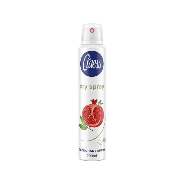 Craess Pomegranate Dry Deodorant Spray Refreshing Fruity Scent 200ml