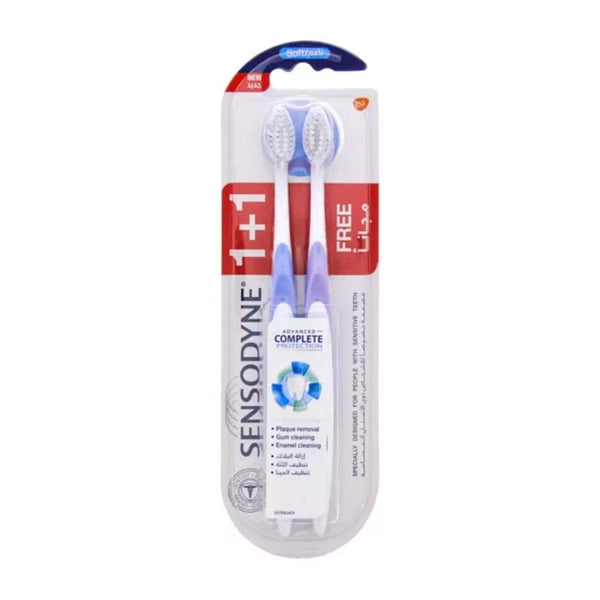 Sensodyne Soft Toothbrush Tapered Bristles Compact Head Blue and Purple 2 Pieces