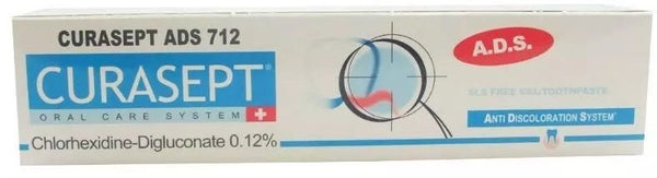 Curasept ADS 712 Toothpaste Gel 0.12% Chlorhexidine Alcohol-Free SLS-Free 75ml