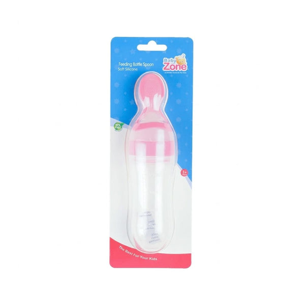 Baby Zone Silicone Feeding Bottle with Spoon, 90ml