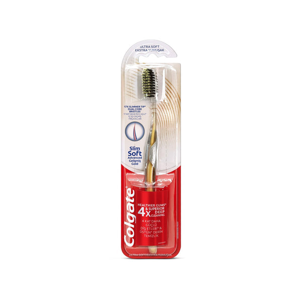 Colgate Slim Advanced Gold Toothbrush Soft Flexible Design for Gum-Line Cleaning