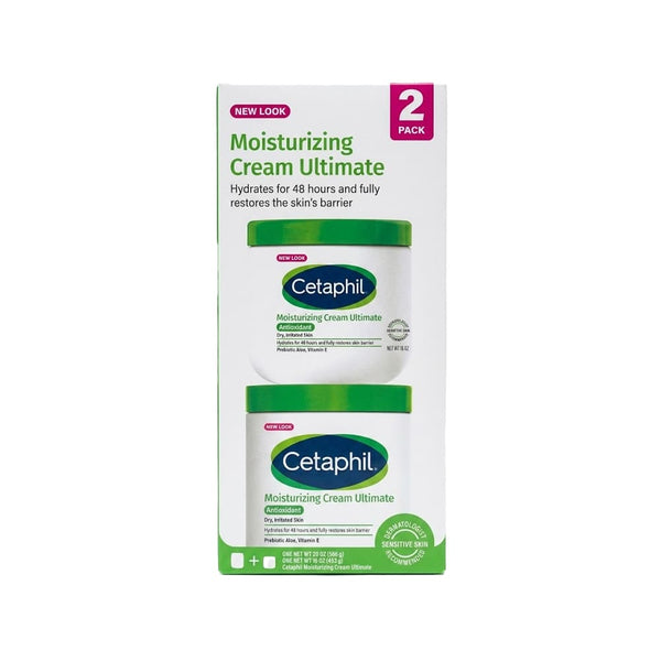 Cetaphil Moisturizing Cream Rich Fragrance-Free Formula Prebiotic Aloe Vera 453 g + 566 g