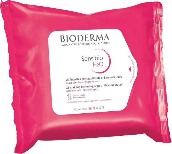 Bioderma Sensibio H2O Cleansing Wipes Gentle Makeup Remover Sensitive Skin 25 Pieces