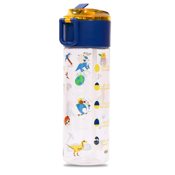 Eazy Kids Tritan Water Bottle, Leakproof Sipper Lid, T-Rex Blue, 450ml
