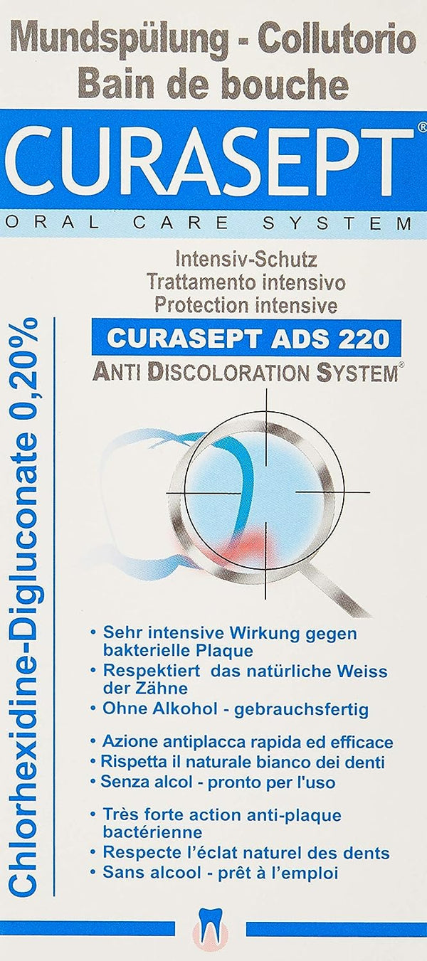 Curasept ADS 220 Mouthwash with Chlorhexidine Alcohol-Free 200ml