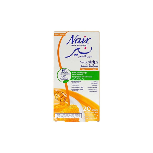 Nair Body Wax Strips Milk & Honey Cold Wax for Sensitive Skin