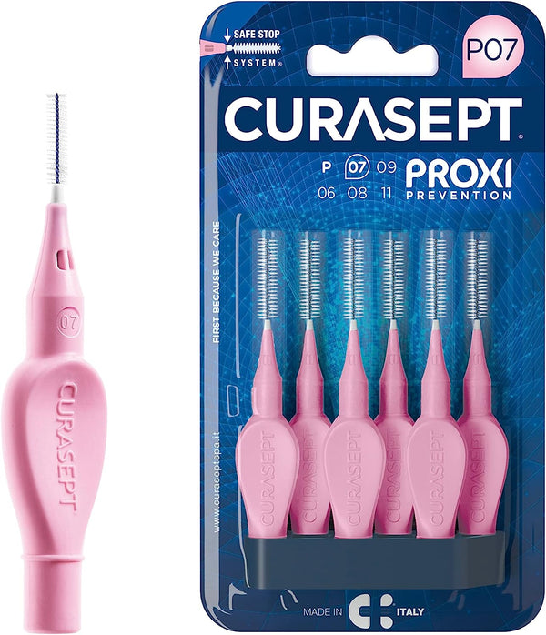 Curasept Proxi P07 Rosa Pink Interdental Brush 0.7 mm Angled Flexible Handle