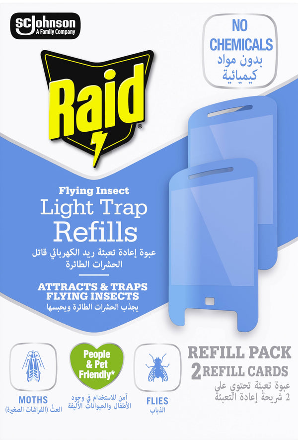 Raid Essentials Light Trap Refill Cartridges, Dual-Sided Adhesive, 2-Pack