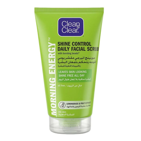 CLEAN & CLEAR Morning Energy Shine Control Daily Facial Scrub Lemongrass & Fruit Extract 150ml