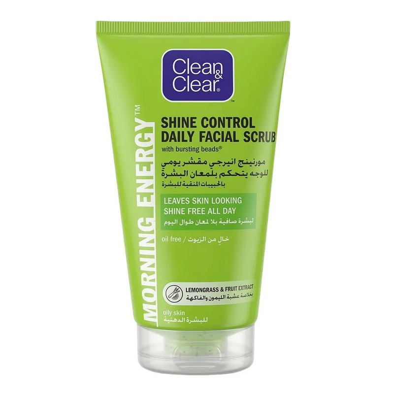 CLEAN & CLEAR Morning Energy Shine Control Daily Facial Scrub Lemongrass & Fruit Extract 150ml