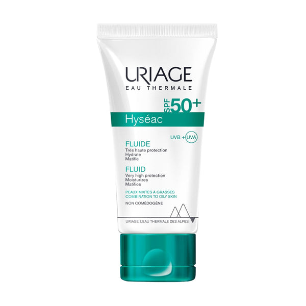 Uriage Hyseac Fluide SPF50+ Facial Sunscreen, Matte Non-Greasy Finish, Combination to Oily Skin