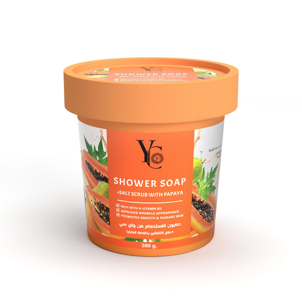 YC Shower Soap Salt Scrub Papaya Vitamin B3 Exfoliating Body Scrub 300 g