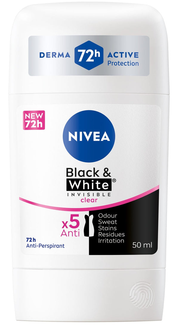 NIVEA Black & White Invisible Antiperspirant Stick Floral Scent 72H Protection 50ml