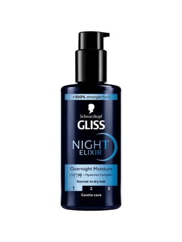 Schwarzkopf Gliss Moisture Night Elixir Leave-In Hair Treatment for Normal to Dry Hair, 100ml