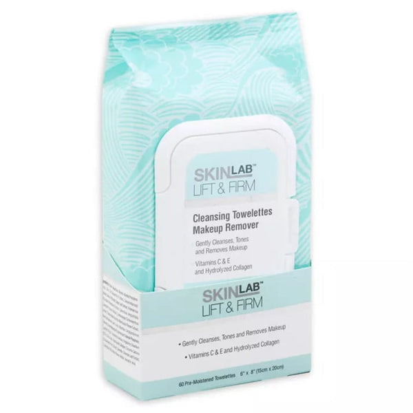 SKINLAB Lift and Firm Makeup Remover Cleansing Towelettes, Vitamins C and E, Green Tea and Aloe Vera, 60 Count