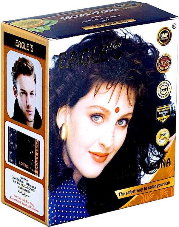 Eagles Brown Henna Hair Color Powder, 6 Sachets x 10 g