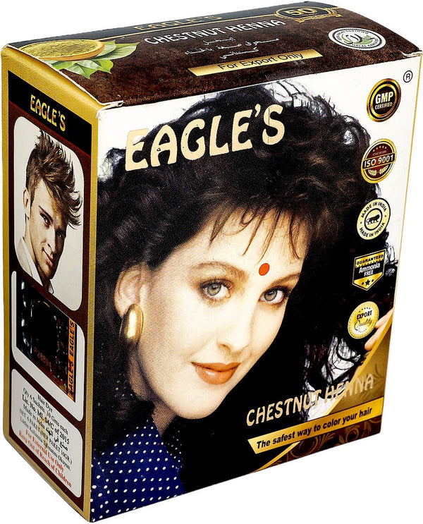 Eagles Chestnut Henna Hair Color Powder, Ammonia-Free, 6 Sachets