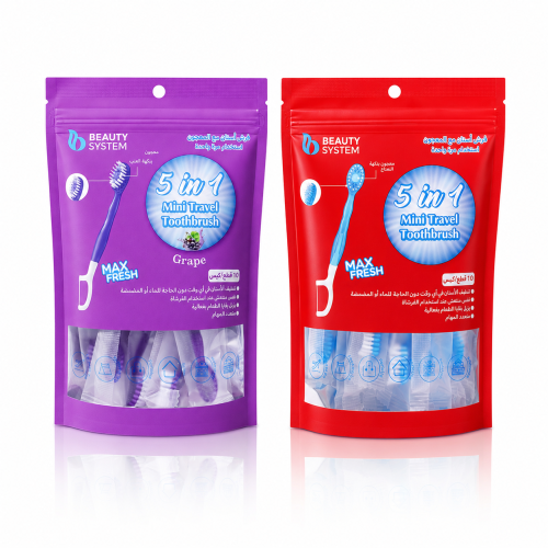 Beauty System Complete Toothbrush Kit Travel Set Mint and Grape Flavors